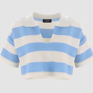 CIDER Keep You In Stripes Polo Crop Top